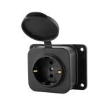 Розетка одинарная настенная каучук 2P+PE 16А 230В IP54 Черная DYNEL