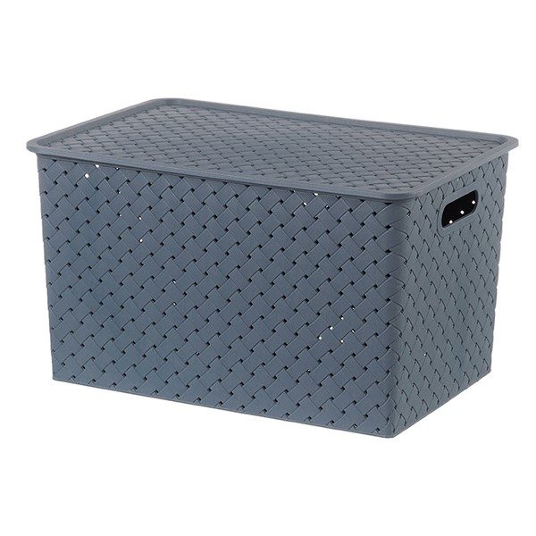 Корзина пластиковая 350*245*205мм с крышкой 14л Береста Космик Violet 523135