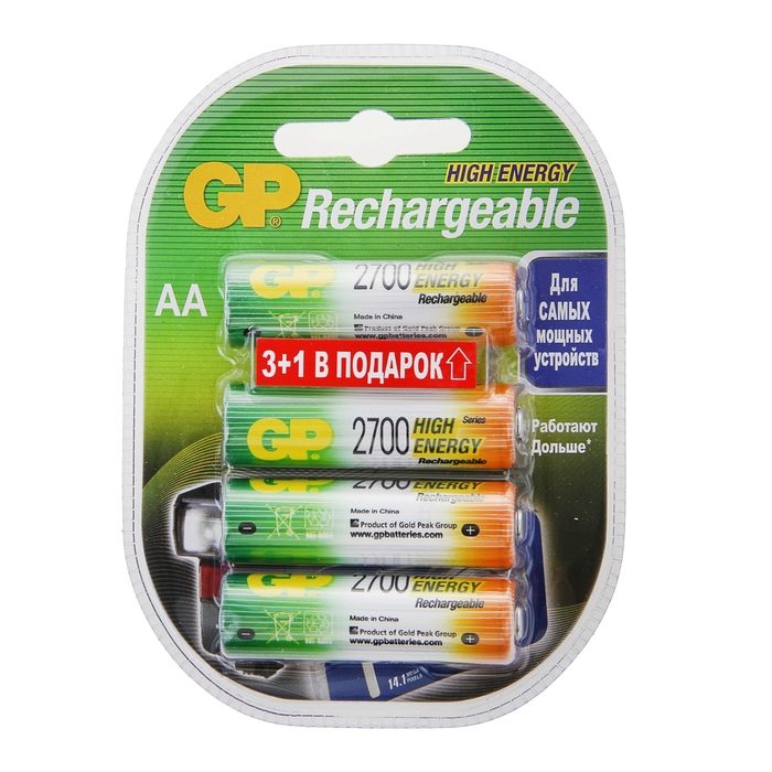 Аккумулятор GP Ni-Mh, AA HR6, 1,2В, 2700мАч (Цена за 1шт)