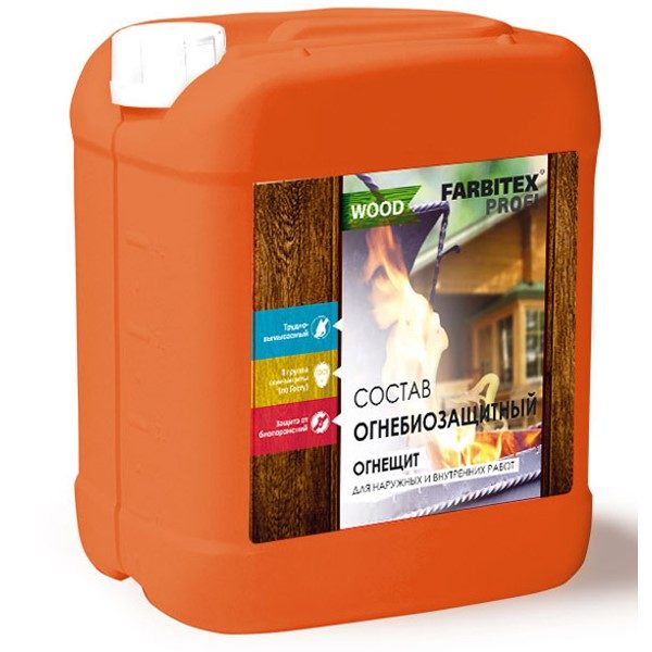 Состав огнебиозащита Огнещит 2 кат 10,0л (красный индикатор) FARBITEX ПРОФИ GOOD FOR WOOD