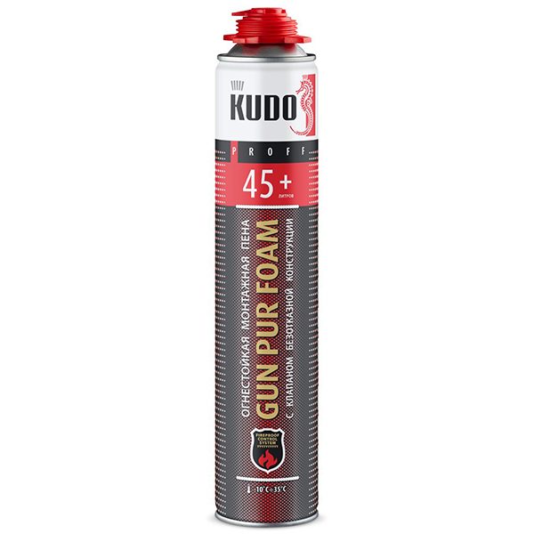 Пена монтажная проф 45+ всесезонная огнестойкая 45л 1000мл Kudo Fire Proof