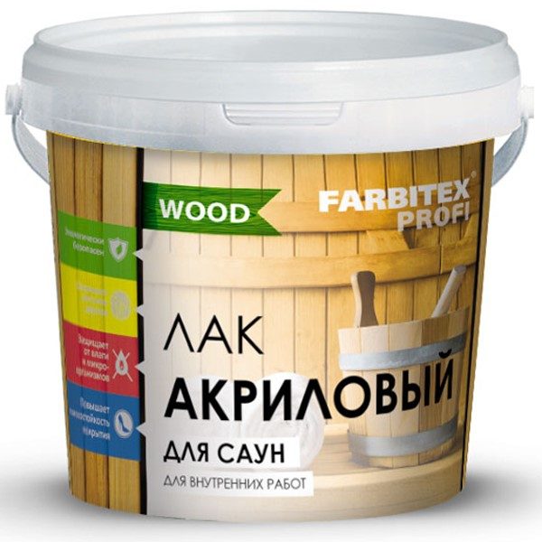 Лак акриловый для саун 1кг FARBITEX ПРОФИ GOOD FOR WOOD