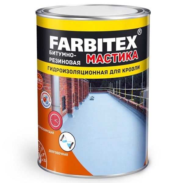 Мастика битумно-резиновая для кровли 4кг FARBITEX