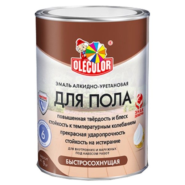 Эмаль для пола алкидно-уретановая быстросохнущая (6ч) желто-коричневая 1.8кг OLECOLOR