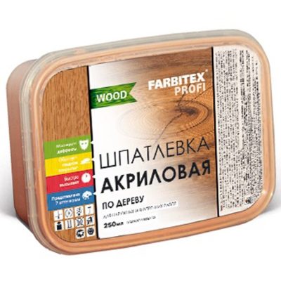Шпатлевка акриловая по дереву белая 0.8л FARBITEX ПРОФИ GOOD FOR WOOD